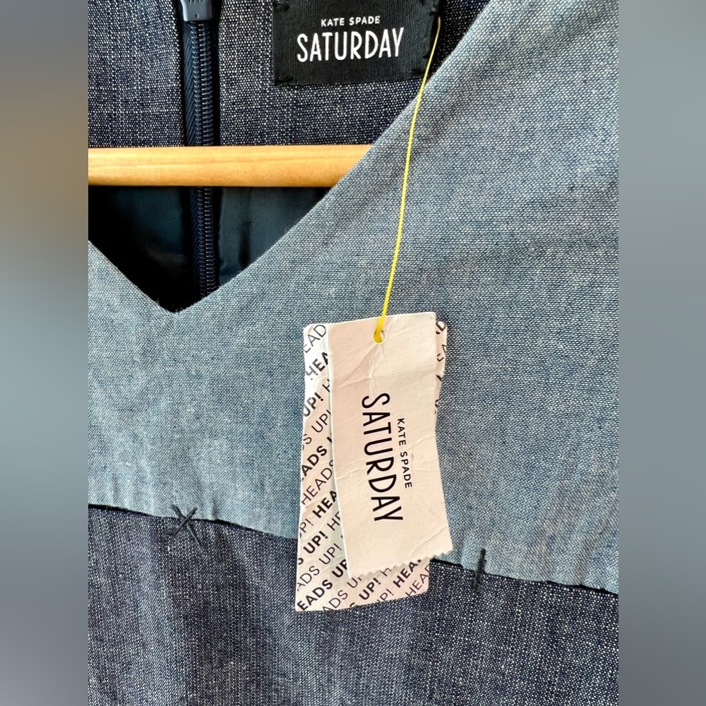 KATE SPADE | Denim NWT Saturday Panel V-Neck Shift Dress | Size L - Picture 3 of 11